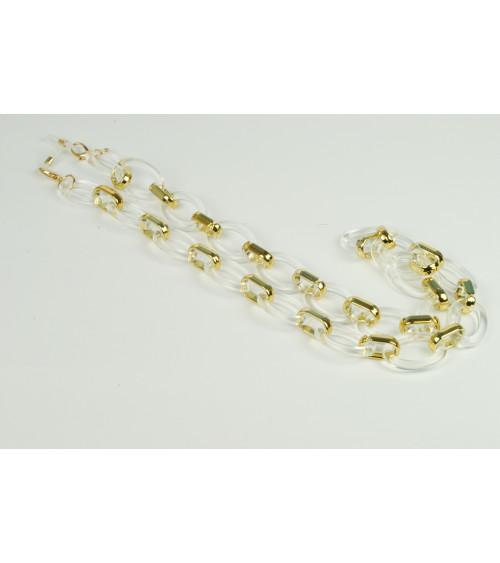 GLASSES PLASTIK CHAIN CRYSTAL CLEAR&GOLD