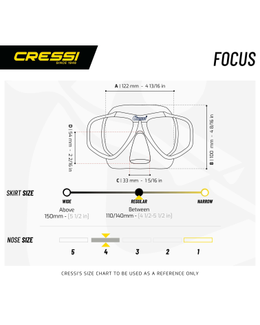 CRESSI_FOCUS_MASK_BLACK/BLUE_MASKA_KATADYSIS_ME_VATHMOUS_MYOPIAS_SIZE_CHART